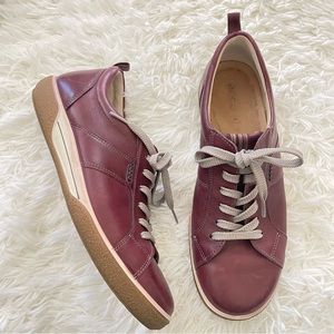 Ecco soft leather chase port sneakers lace up maroon burgundy red EU 39 US 8 8.5
